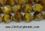 CNG7306 15.5 inches 8mm faceted nuggets golden tiger eye beads