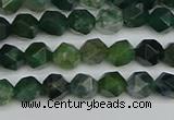 CNG7335 15.5 inches 6mm faceted nuggets moss agate beads