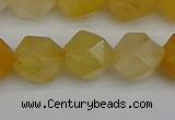 CNG7358 15.5 inches 12mm faceted nuggets yellow jade beads