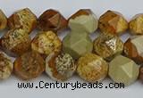 CNG7376 15.5 inches 8mm faceted nuggets picture jasper beads