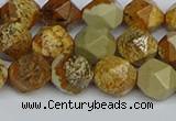 CNG7377 15.5 inches 10mm faceted nuggets picture jasper beads