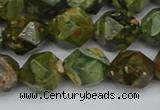 CNG7397 15.5 inches 10mm faceted nuggets rhyolite gemstone beads