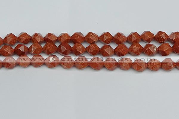 CNG7403 15.5 inches 12mm faceted nuggets goldstone beads