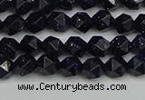 CNG7405 15.5 inches 6mm faceted nuggets blue goldstone beads