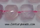 CNG7471 15.5 inches 18*25mm - 20*28mm faceted freeform rose quartz beads