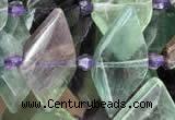 CNG7705 15.5 inches 13*20mm - 15*25mm faceted freeform fluorite beads