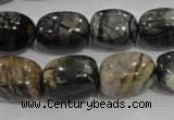 CNG777 15.5 inches 13*18mm nuggets black line jasper beads wholesale