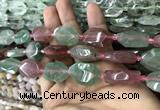 CNG7807 13*18mm - 18*25mm faceted freeform mixed strawberry quartz beads