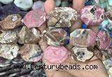 CNG7838 22*30mm - 25*35mm faceted freeform rhodochrosite beads