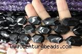 CNG7869 13*18mm - 18*25mm faceted freeform black tourmaline beads