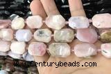 CNG7891 13*18mm - 18*25mm faceted freeform pink opal beads