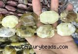 CNG7910 22*30mm - 25*35mm faceted freeform yellow opal beads