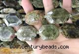 CNG7911 22*30mm - 25*35mm faceted freeform green garnet beads