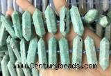 CNG7927 15.5 inches 10*25mm - 12*45mm faceted nuggets amazonite beads