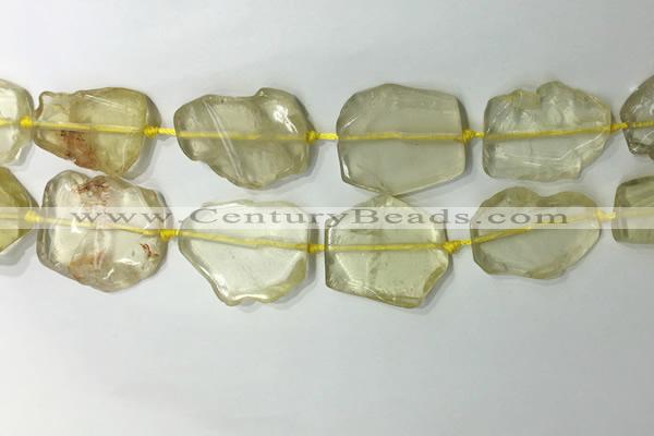 CNG7973 25*30mm - 35*45mm freeform lemon quartz slab beads