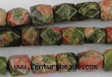 CNG821 15.5 inches 9*12mm faceted nuggets unakite gemstone beads