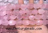CNG8580 13*18mm - 15*20mm faceted nuggets rose quartz beads