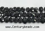 CNG8624 10*13mm - 12*16mm faceted freeform black agate beads