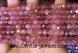 CNG8695 15.5 inches 6mm faceted nuggets strawberry quartz beads