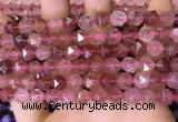 CNG8696 15.5 inches 8mm faceted nuggets strawberry quartz beads