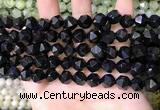 CNG8737 15.5 inches 8mm faceted nuggets black agate beads