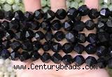 CNG8738 15.5 inches 10mm faceted nuggets black agate beads