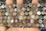 CNG8747 15.5 inches 8mm faceted nuggets grey moonstone beads