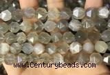 CNG8749 15.5 inches 12mm faceted nuggets grey moonstone beads