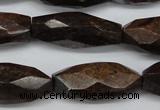 CNG882 15.5 inches 14*32mm faceted rice bronzite nugget beads