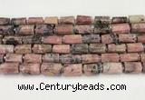 CNG8860 15.5 inches 8*12mm - 10*16mm nuggets matte rhodonite beads