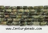 CNG8863 15.5 inches 8*12mm - 10*16mm nuggets matte green garnet beads