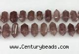 CNG8900 10*25mm - 14*30mm faceted nuggets strawberry quartz beads