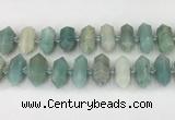 CNG8902 10*25mm - 14*30mm faceted nuggets amazonite beads