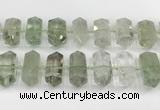 CNG8912 10*25mm - 15*30mm faceted nuggets green quartz beads