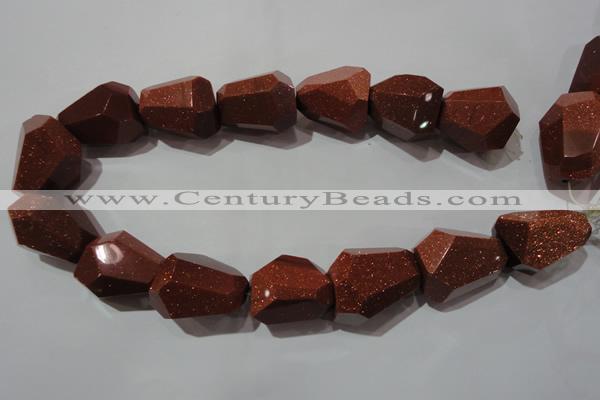 CNG907 15.5 inches 22*30mm faceted nuggets goldstone beads