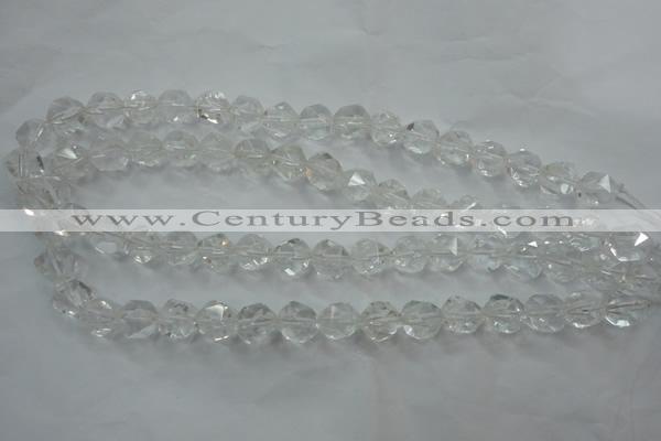 CNG913 15 inches 12mm faceted nuggets white crystal beads