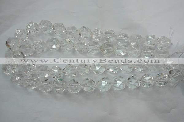 CNG914 15 inches 14mm faceted nuggets white crystal beads