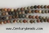 CNI377 15.5 inches 8mm round matte American picture jasper beads
