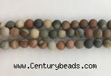 CNI378 15.5 inches 10mm round matte American picture jasper beads