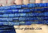 CNL1682 15.5 inches 10*13mm - 10*15mm carved flat tube lapis lazuli beads