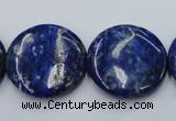 CNL737 15.5 inches 25mm flat round natural lapis lazuli gemstone beads