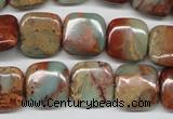 CNS104 15.5 inches 14*14mm square natural serpentine jasper beads