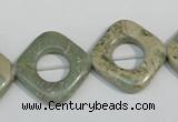 CNS268 15.5 inches 20*20mm diamond donut natural serpentine jasper beads