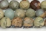 CNS341 15.5 inches 6mm faceted round serpentine jasper beads