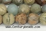 CNS342 15.5 inches 8mm faceted round serpentine jasper beads