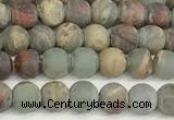 CNS344 15.5 inches 4mm round matte serpentine jasper beads