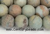 CNS348 15.5 inches 10mm round matte serpentine jasper beads