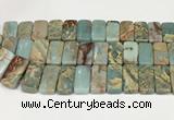 CNS353 7.5 inches 10*20mm rectangle double drilled serpentine jasper beads