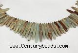 CNS355 Top drilled 5*15mm - 6*45mm sticks serpentine jasper beads