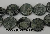 CNS420 15.5 inches 14mm flat round natural serpentine jasper beads